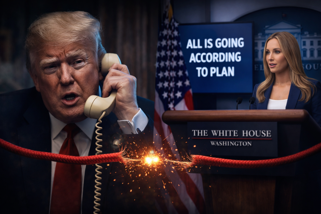 Donald Trump et la porte-parole de la Maison Blanche illustrant le téléphone cassé diplomatique